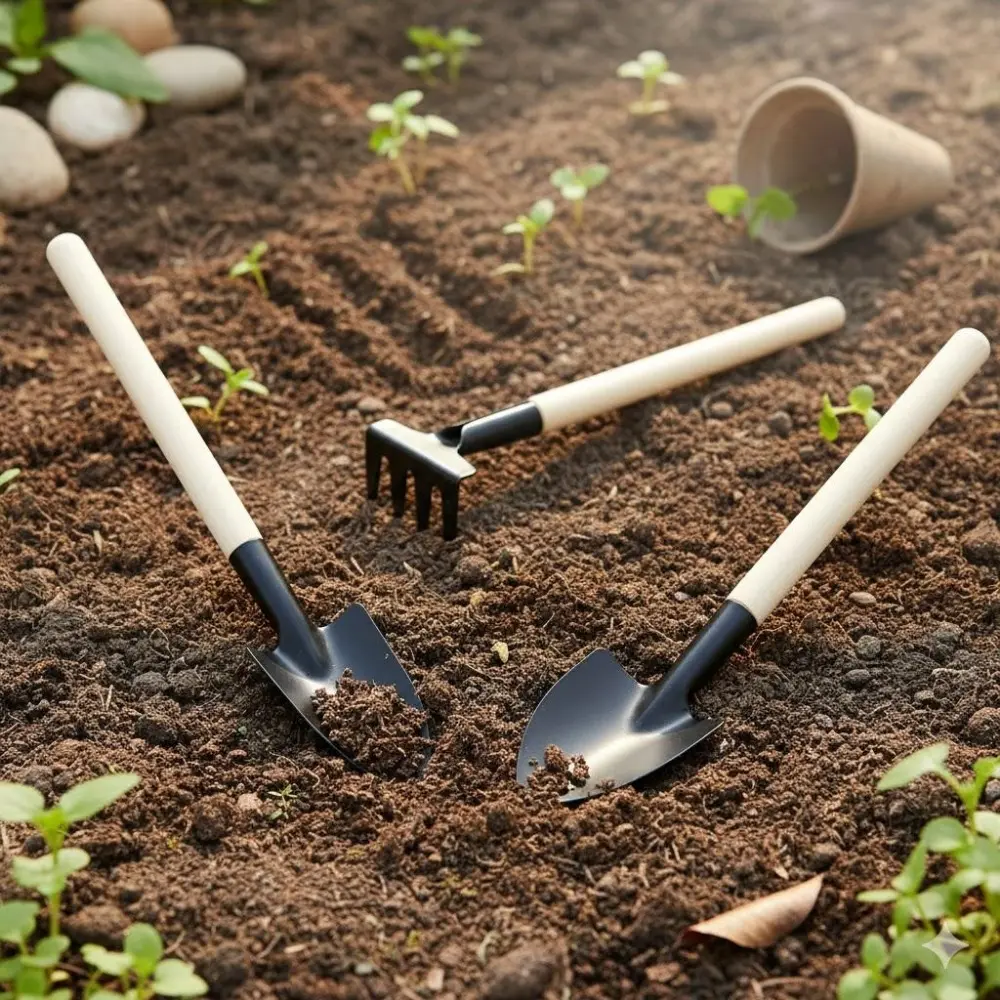 Mini Gardening Tool Set: Lightweight Shovel Rake for Balcony & Indoor Planting, Portable Home Garden Kit with Easy Digging Tools for Small Outdoor Spaces.