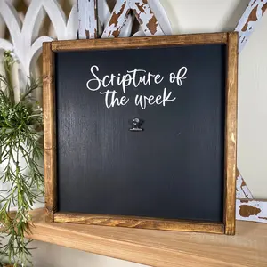 Scripture of the Week Framed Wood Sign, Memory Verse Wall Art, Inspirational Christian Home Decor, Farmhouse Style, Rustic Farmhouse Design, Bible Verse Sign, Decorative Plaque, Wooden Decor, Vintage Plaque Decor