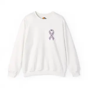 Domestic Violence Awareness Crewneck Sweatshirt – Purple Heart Ribbon Design