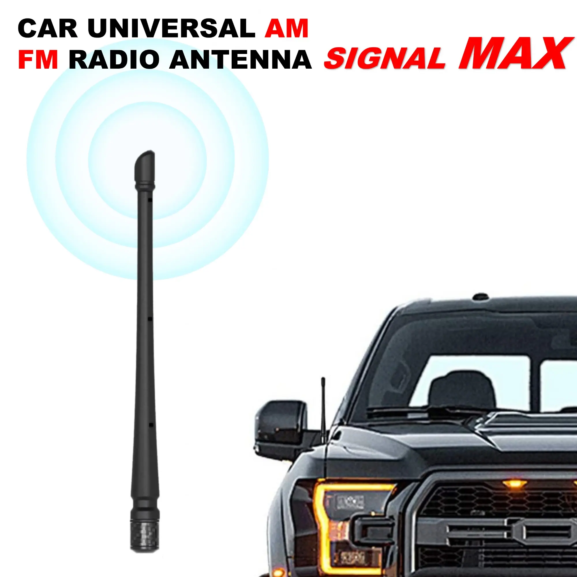 Universal Car Radio Antenna, Optimized Fm/am Reception, Compatible with Ford, Jeep, Chevrolet, No Drilling, Easy Installation