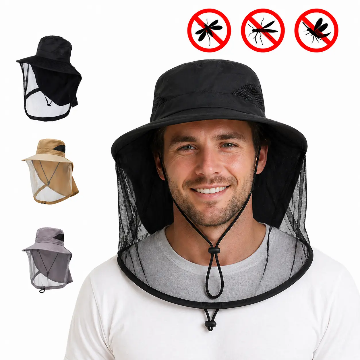 Outdoor Mosquito Net Hat, 1 Count Mosquito Net Head Cover, Mosquito Repellent Hat, Outdoor Insect-proof Hat for Camping, Fishing, Hiking, Travel unisex fishing hat