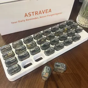 Astraeva 31-Day Monthly Pill Organizer – Home Medication Reminder Station, Arthritis-Friendly & Easy-Open Design for Daily Supplements，Great for travel,