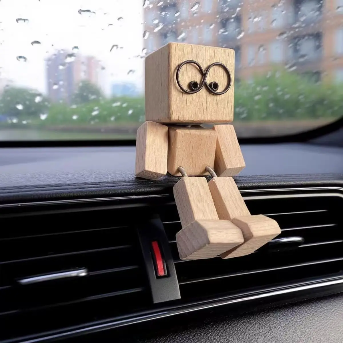 Real Wood Car Decoration Shake Leg Robot Doll, Fun Desktop Bookshelf Ornament, Christmas Gift, Interesting Table Decor, China Harvested