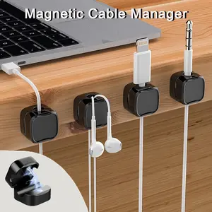 6-Pack Magnetic Wire Clips Self-Adhesive Cable Organizer for Bedside Tables, Convenient Cord Management Solution, Ideal for Home Use