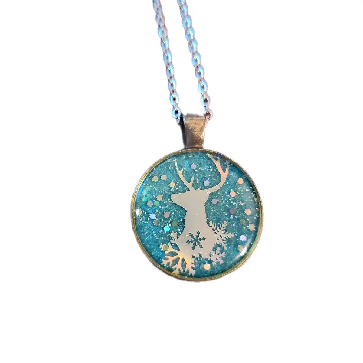 Winter Wonderland Snowflake Deer Necklace