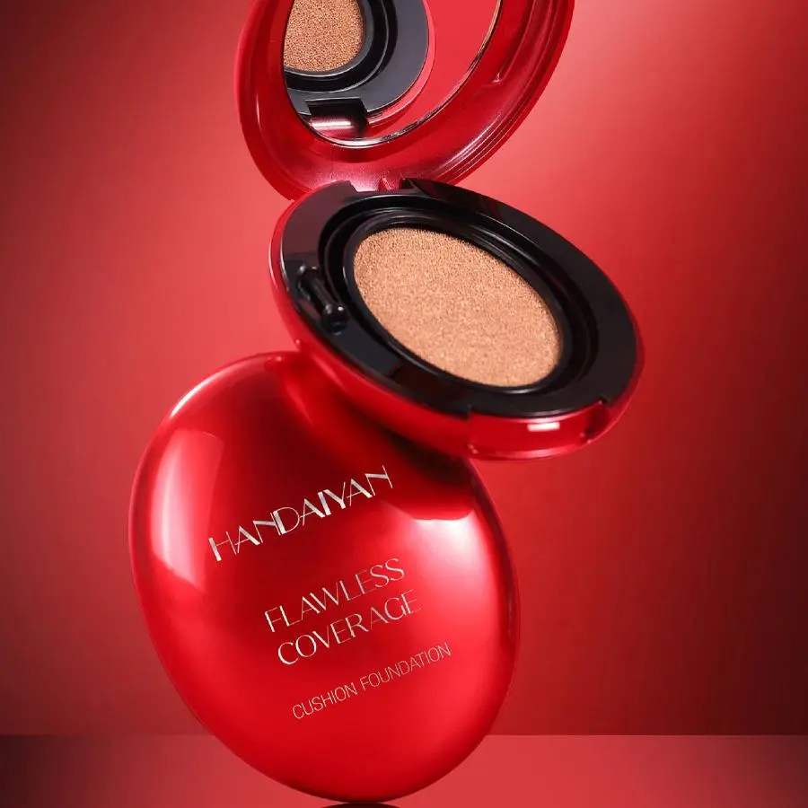 Long Lasting Air Cushion Balm Foundation, Natural Lightweight Full Coverage Facial Concealer, Moisturizing Hydrating Flawless Makeup Primer, High Quality Blendable Beauty Cosmetic Product for Women and Girls