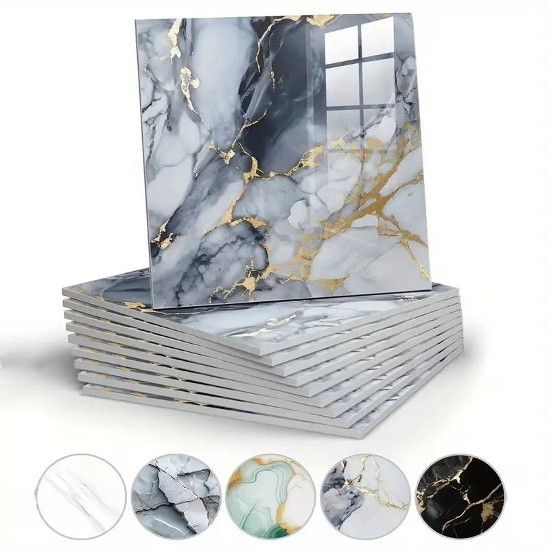 10/20/50 pieces PVC sticker, waterproof wallpaper, kitchen bathroom tile sticker, self-adhesive wall brick, foam anti-collision, marble wall sticker, Marble Tile Stickers, Decorative Decal, home decoration, home renovation