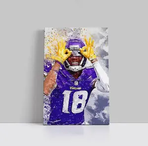 Justin Jefferson Poster Minnesota Vikings Wall Art Football Poster Print Unframed Sports Home Decor S250