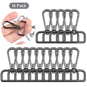 16 Pcs Zinc Alloy D-Ring Swivel Lobster Claw Clasps with Push Gate Snap Hooks, Purse Accessories for Bag Strap, Bag Charms, DIY Crafts