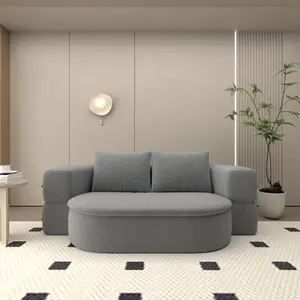 Folding Sofa Bed, Convertible Futon Sleeper Bed, 2-in-1 Foldable Floor Mattress with 2 Pillows, Breathable High-Density Foam Lazy Couch, Comfy Lounge Chair, Twin Size, Light Gray Soft Fabric