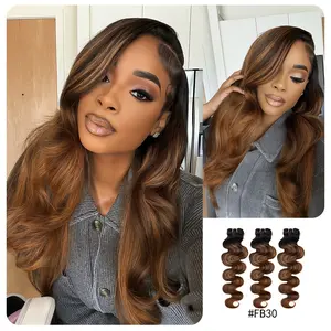 [LIVE-ONLY] Wequeen #FB30 Highlight Hair Bundles Brazilian Colored Human Hair #P4/27 Body Wave Straight Quick Weave Sew in/Glue in Budget Friendly 10A Valentine Gifts