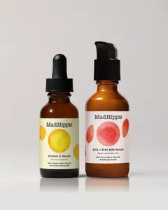 Mad Hippie Serum Duo - Vitamin C Serum, AHA + BHA Milk Serum for Brightening and Resurfacing Routine