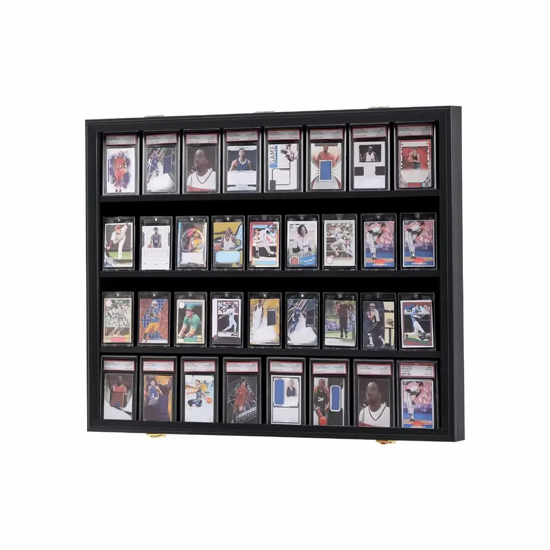 36-Slot Sports Card Display Box, Lockable Baseball Card Storage Case, Collectible Trading Card Wall Mount Display Frame for Basketball, Football & Hockey Cards, UV-Resistant Acrylic