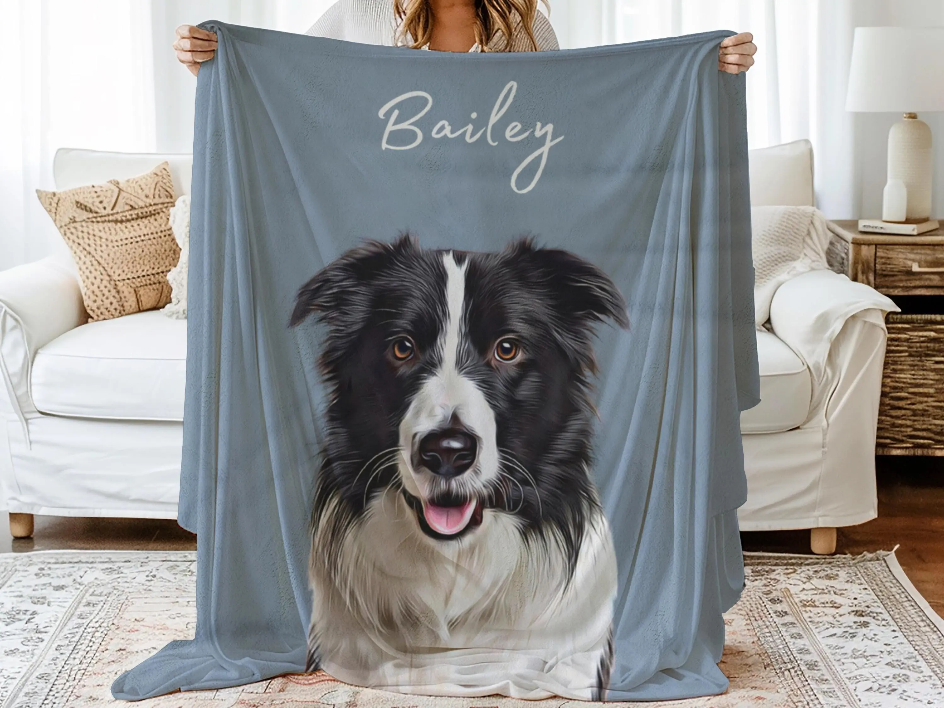 Custom Pet Blanket Using Pet Photo + Name Custom Dog Blanket Personalized Dog Blankets Cat Picture Blanket Pet Photo Blanket Dog Dad Gift