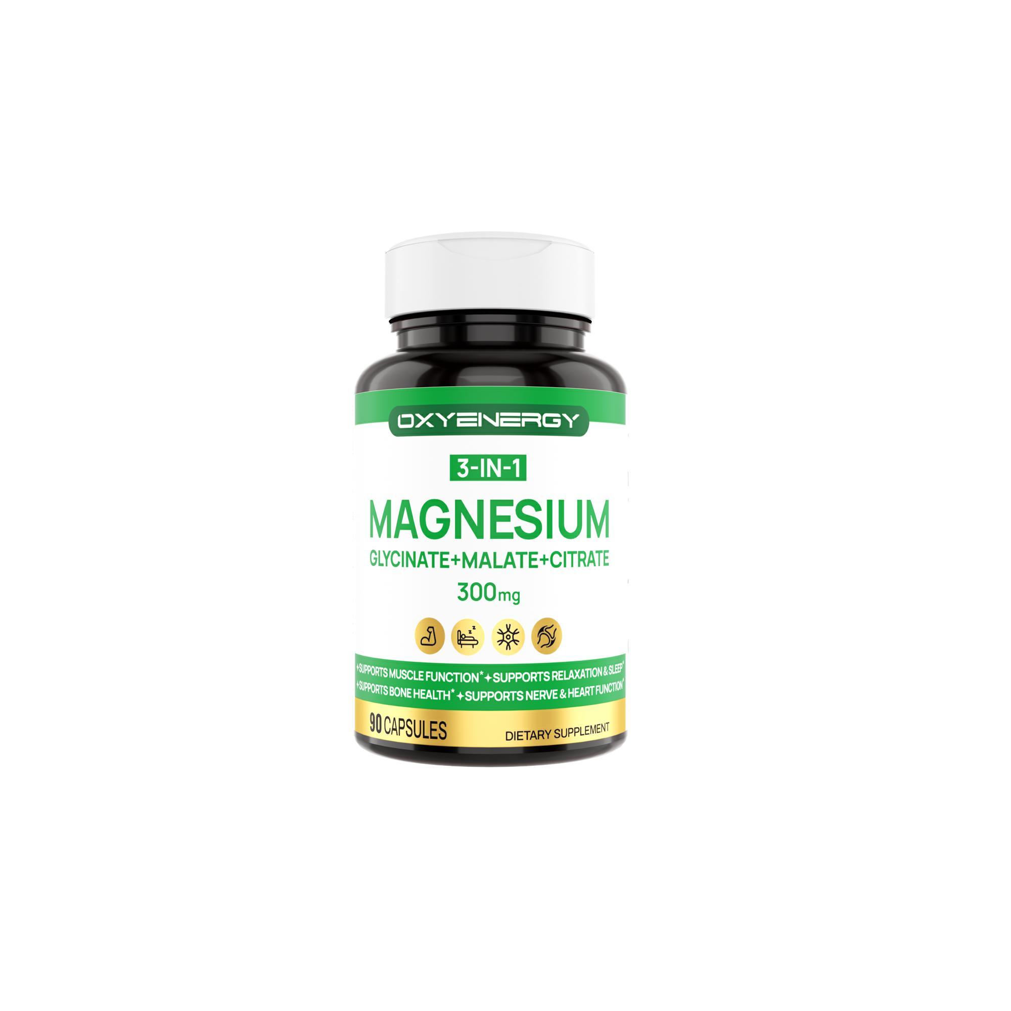 Oxyenergy Magnesium & Vitamin Essential Minerals Supplement, High-Absorption Natural Ingredient Dietary Capsules, Brain Booster for Cognition & Muscle Support, 90-Count Fitness Health Supplement