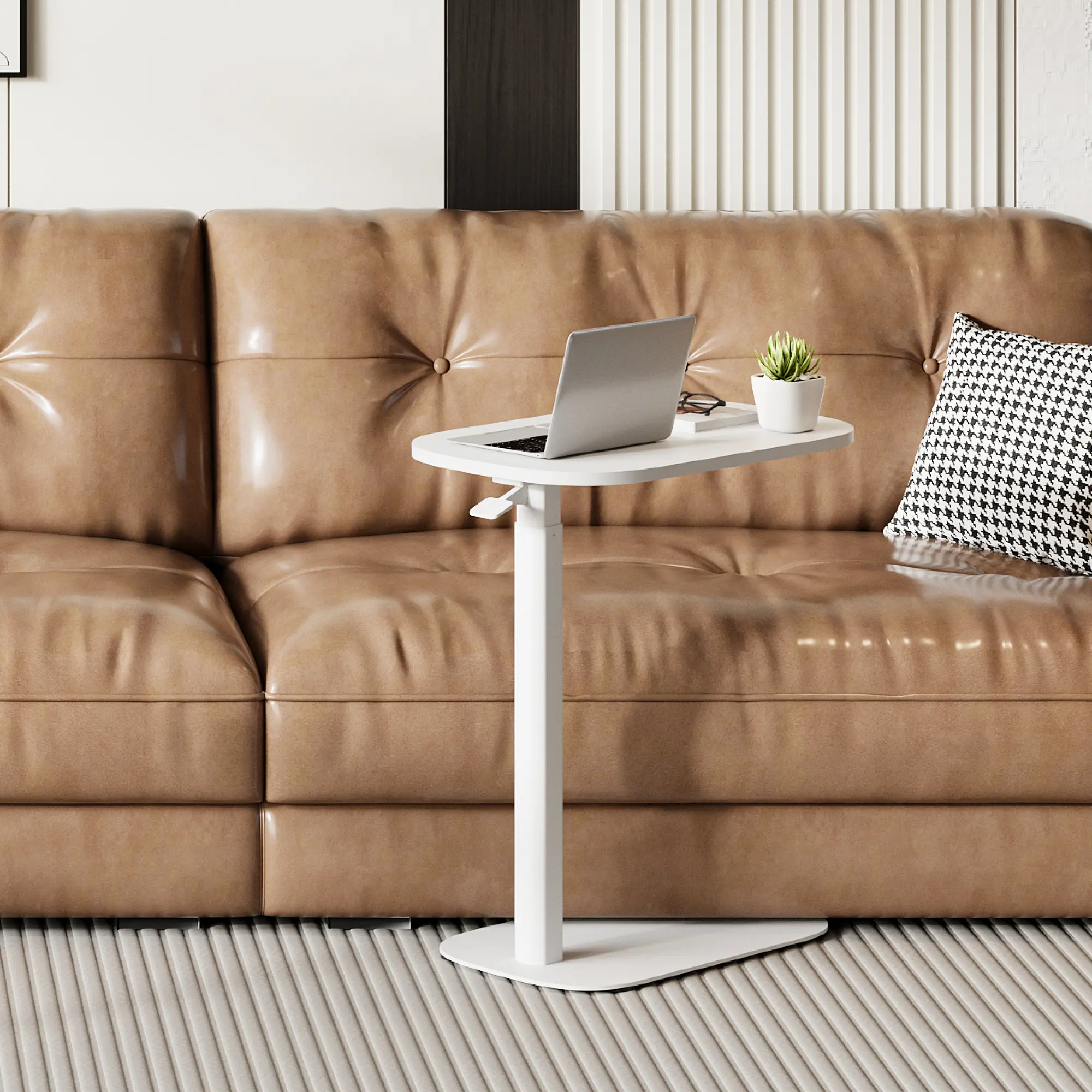 FLEXISPOT H8 Pneumatic Ergonomic Standing Desk - 23.6" w x 13.8" d 4-in-1 Space Saving Furniture, Lightweight Height-Adjustable Mobile Home Office Workstation with Wheels, Laptop Stand End Tables for Bedside Use