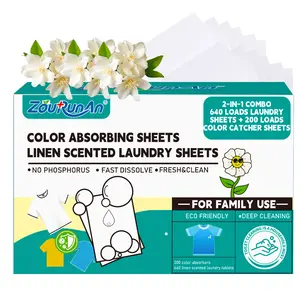 2-in-1 Laundry Detergent Sheets & Color Catcher Sheets, 840 Loads Mega Pack, Fast Dissolve Hypoallergenic Stain Remover - No Color Bleeding Fresh Lavender Scent for Home Dorms Travel