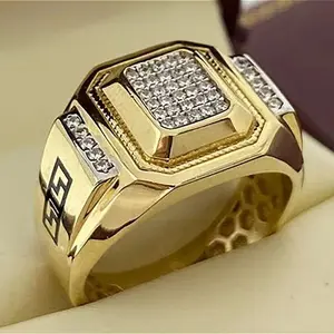 Trinket Hub Men’s Fashion Statement Ring |         Bold Diamond-Accent Statement Jewelry,Trendy Masculine CZ Studded Ring |         Stish Dapper Bling Accessory for Men