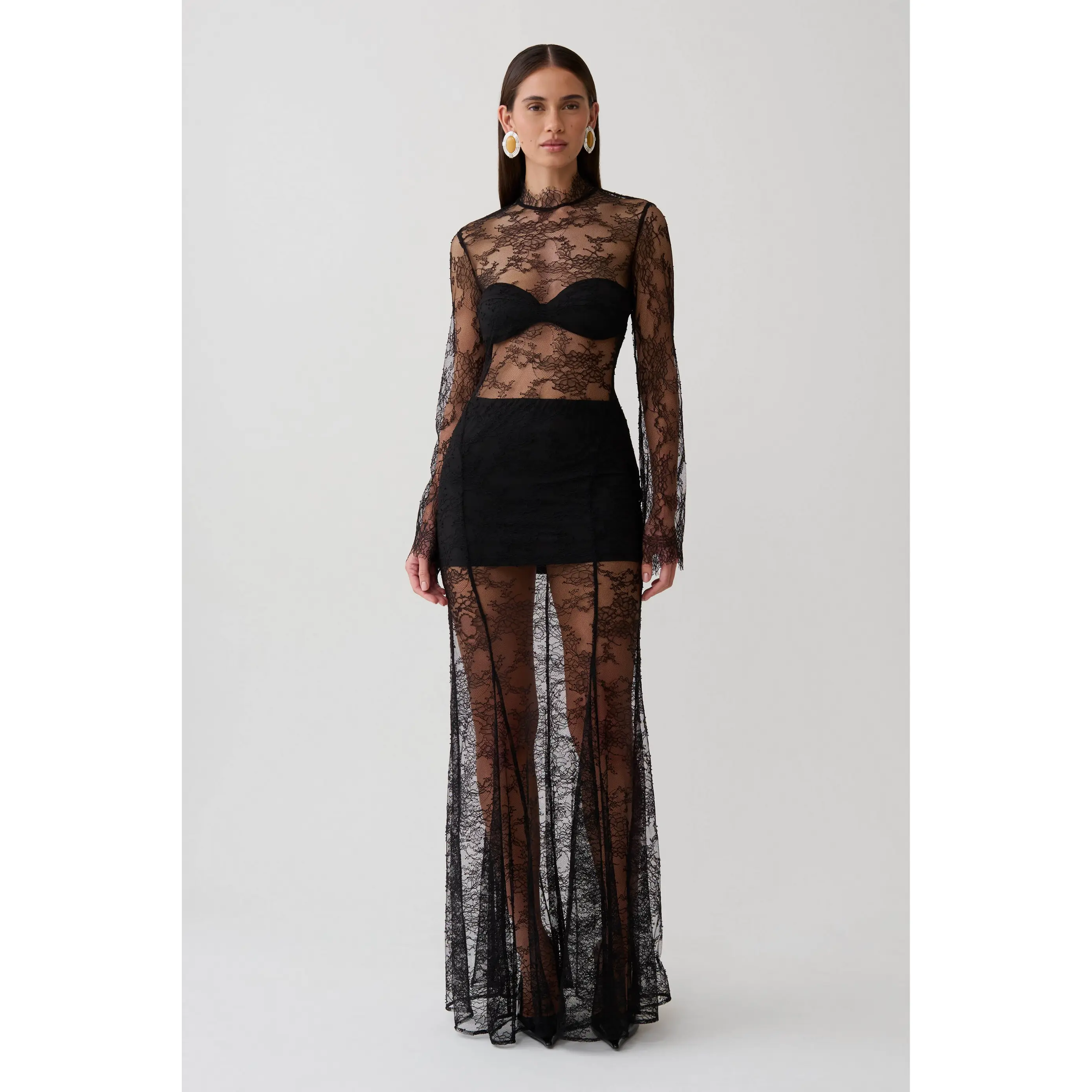 Alizette Long Sleeve Lace Maxi Dress - Black Alizette Long Sleeve Lace Maxi Dress - Black