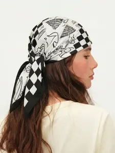 66x66cm Square Scarf, Leopard Print Headscarf, Casual Fitted Design, All-Season Accessory, Perfect for Outdoor, Beach, Travel, Daily Use