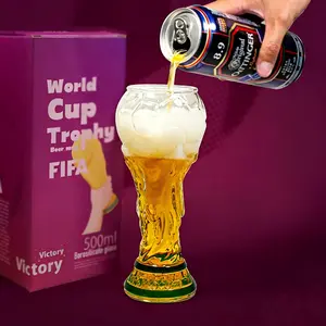 2026 World Cup Soccer Beer Glass, 16oz Trophy-Shaped Game Viewing Cup, Enhances Party Atmosphere, Creative Gift for Soccer Fans