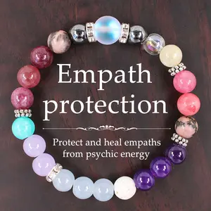 Empath Protection Bracelet Protect And Heal Empaths From Psychic Energy Healing Crystal Bead Gorgeous Beads Stone Gemstone Jewelry Energy Girlfriend Boyfriend Souvenir Valentine Father Mother Anniversary New Year Christmas Halloween Birthday Gift