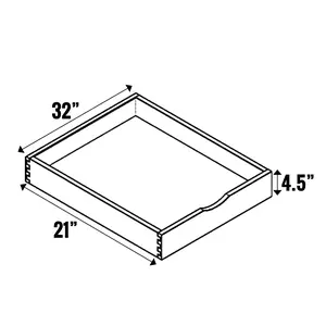 Olmo Gloss - Roll Out Tray - 4.5 Inch Height x 32 Inch Width x 21 Inch Depth - M19-BOX-ROT36