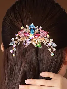Women's Elegant Rhinestone Decor Flower Design Hair Pin, Hair Clip, Exquisite Trendy Hair Pin, Chic Luxury Hair Accessories for Hairstyle Decor, Wedding Hair Decor