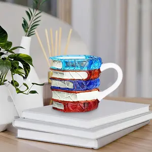 Chapter Book Mug 2026 New Painted Book Mug Handcrafted 3D Painted Coffee Books Mugs for BookLovers Novelty Unique Books Coffee Cup Paint Glass Coffee Cup Gift for Readers