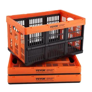 Summervibes VEVOR Plastic Collapsible Storage Basket, 45L 3 Packs, Folding Stackable Storage Containers/Bins with Handles, Large Heavy Duty Containers for Clothes, Toys, Books, Snack, Shoes and Grocery Organizing