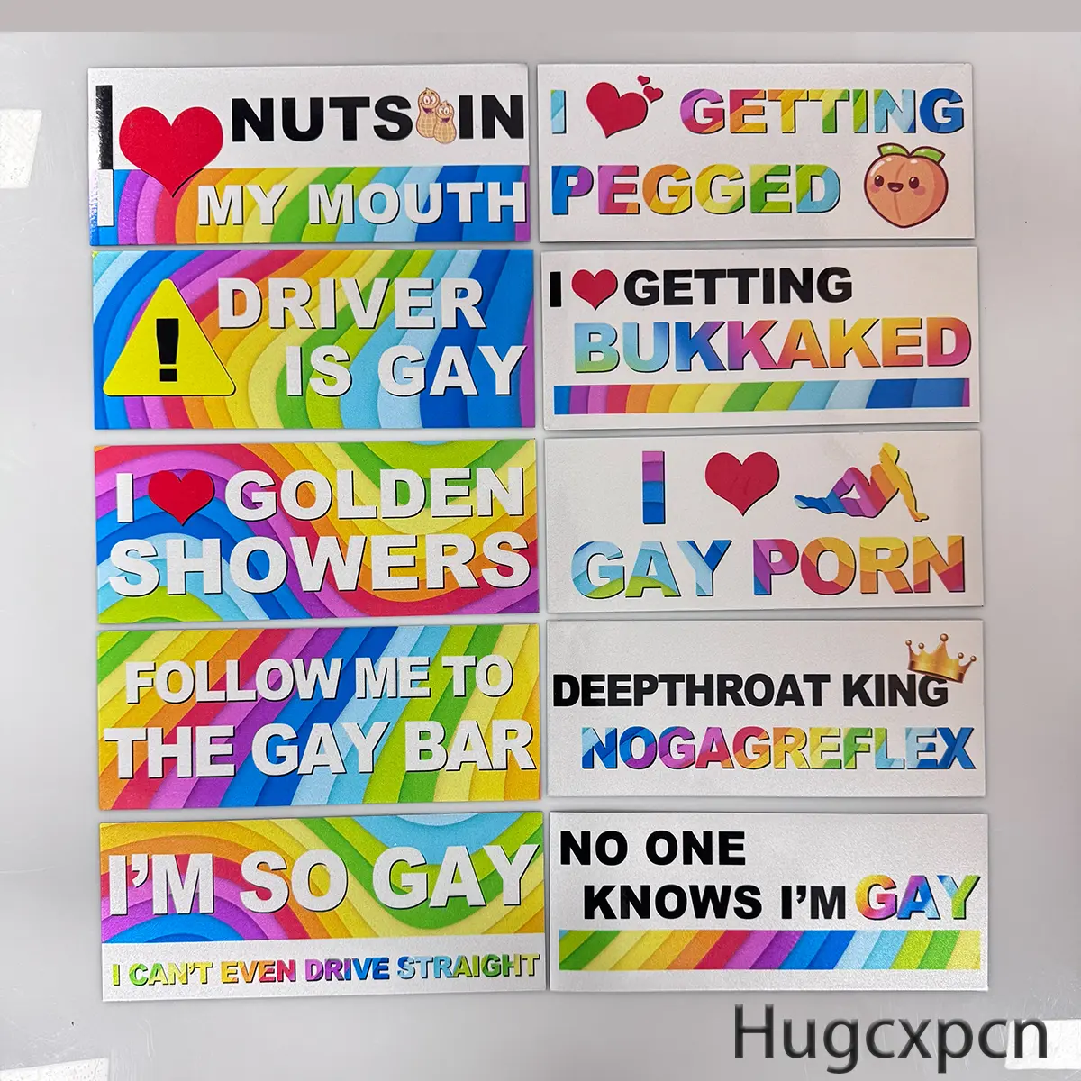 Hugexpen 10 Pcs Funny LGBT Rainbow Bumper Decals, Multipurpose Car Decal, Motorcycle Stickers, Decorative Car Window Accessories for Truck, Vehicle, Refrigerator, Car Accessories