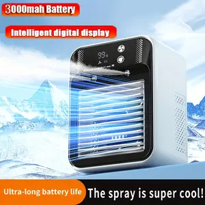 3000mAh Rechargeable Mist Fan with 3H Max Cooling Spray USB-C Charging 2 Fan & 2 Misting Settings Continuous Interval New Intelligent Digital Display Ultra-long Battery Life