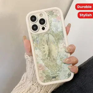 A Stylish And Durable Phone Case Featuring a Vintage Green Floral Design, Compatible with Various Iphone Models Including 16, 15, 14, 13, 12, 11, And 7/8 Plus, As Well As Xr, Xs, And Xsmax. Cellphone Smartphone Cover Flowers