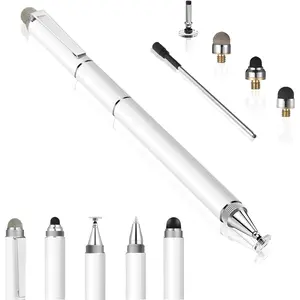 Stylus Pen for Touchscreen - Versatile 4 in 1 High Sensitivity and Precision Tablet Stylus Pen, Universal for iPad,,,Android  Capacitive Touch Screens-White
