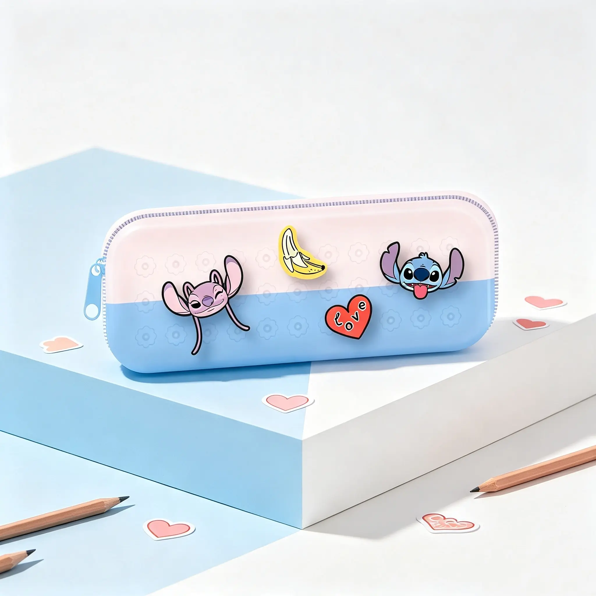【Back to School】Disney Lilo & Stitch Series Hole Pen Case (Stitch & Angel) - Cute IP Design, Hole Structure, DIY Stationery Storage, Daily Pen Fit, Ideal for Students & Fans Collection