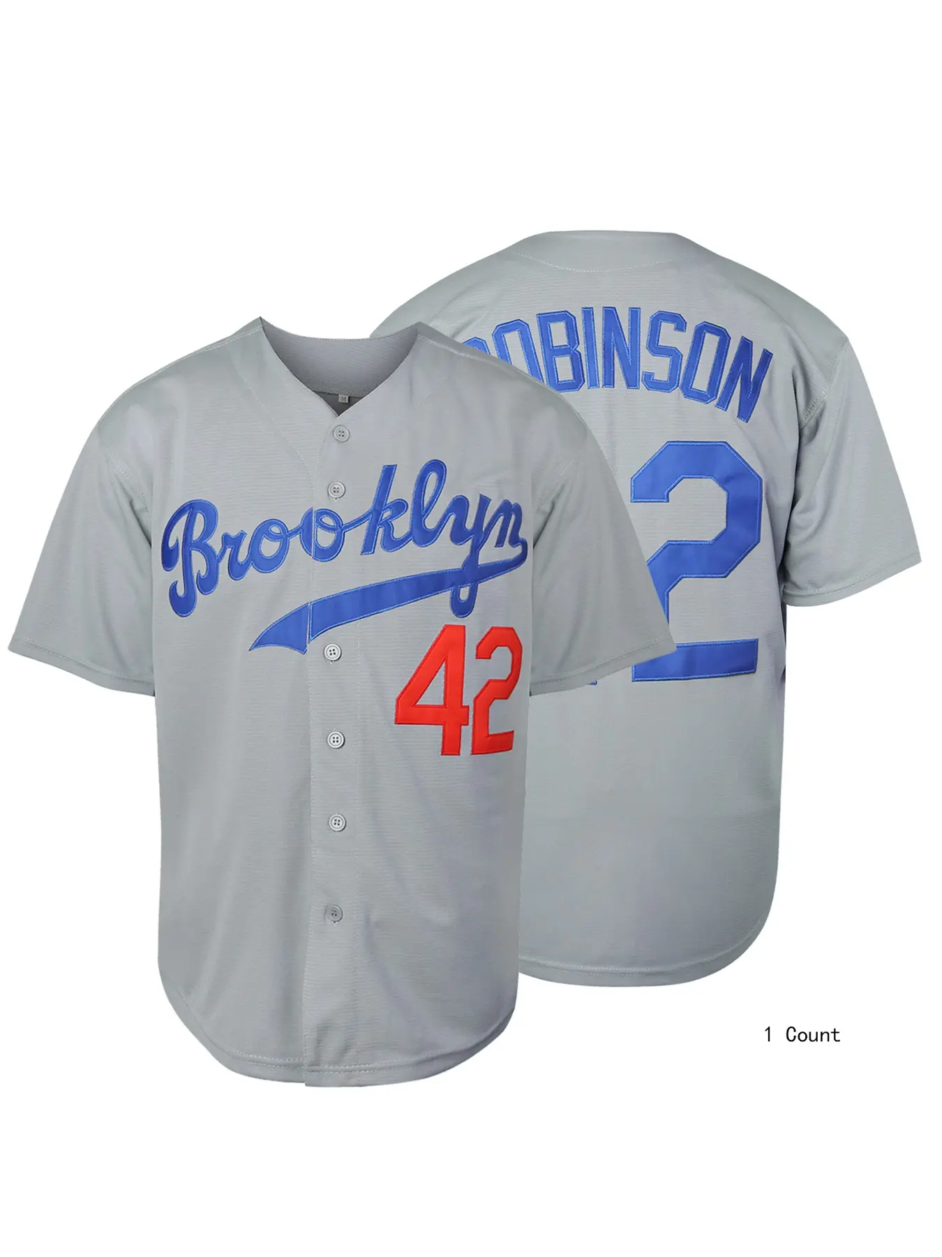 Men's Baseball Jersey #42 Brooklyn - Casual V-Neck Sports Top, Available in Multiple Colors, Full Digital Embroidery, Loose Fit, Suitablefor Parties, Games, and Casual Wear, Sizes S-3XL, Sportswear | Casual Style | Breathable Fabric