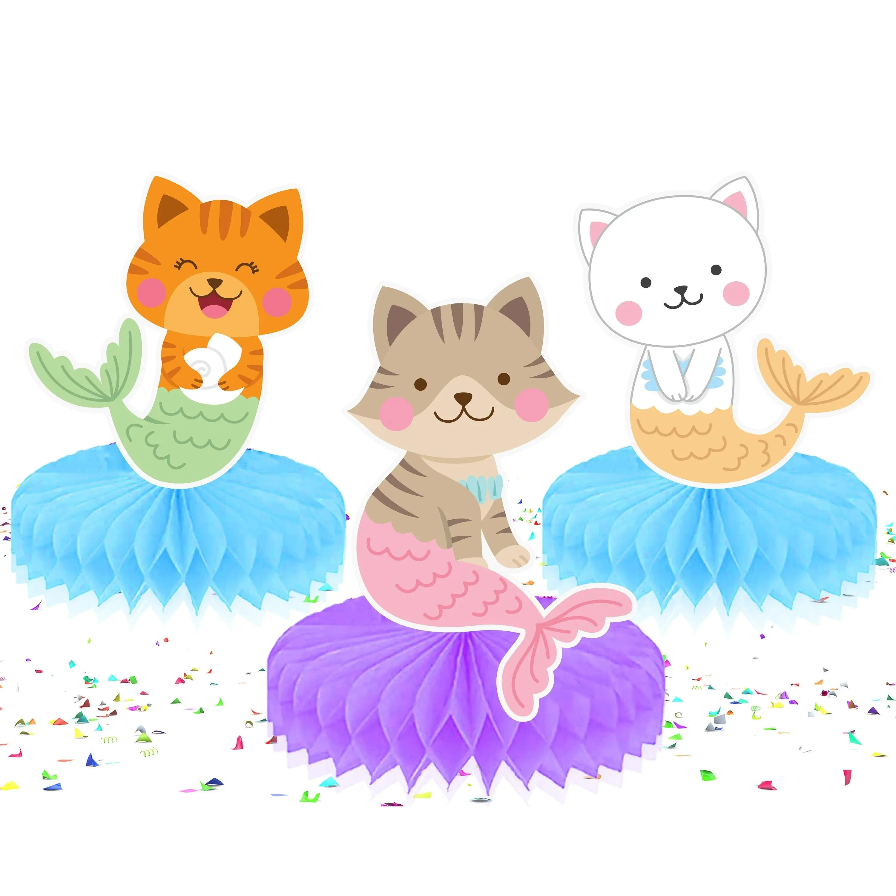 Enchanting Mermaid Honeycomb Set - 5pcs Mythical Sea-Themed Table Decorations