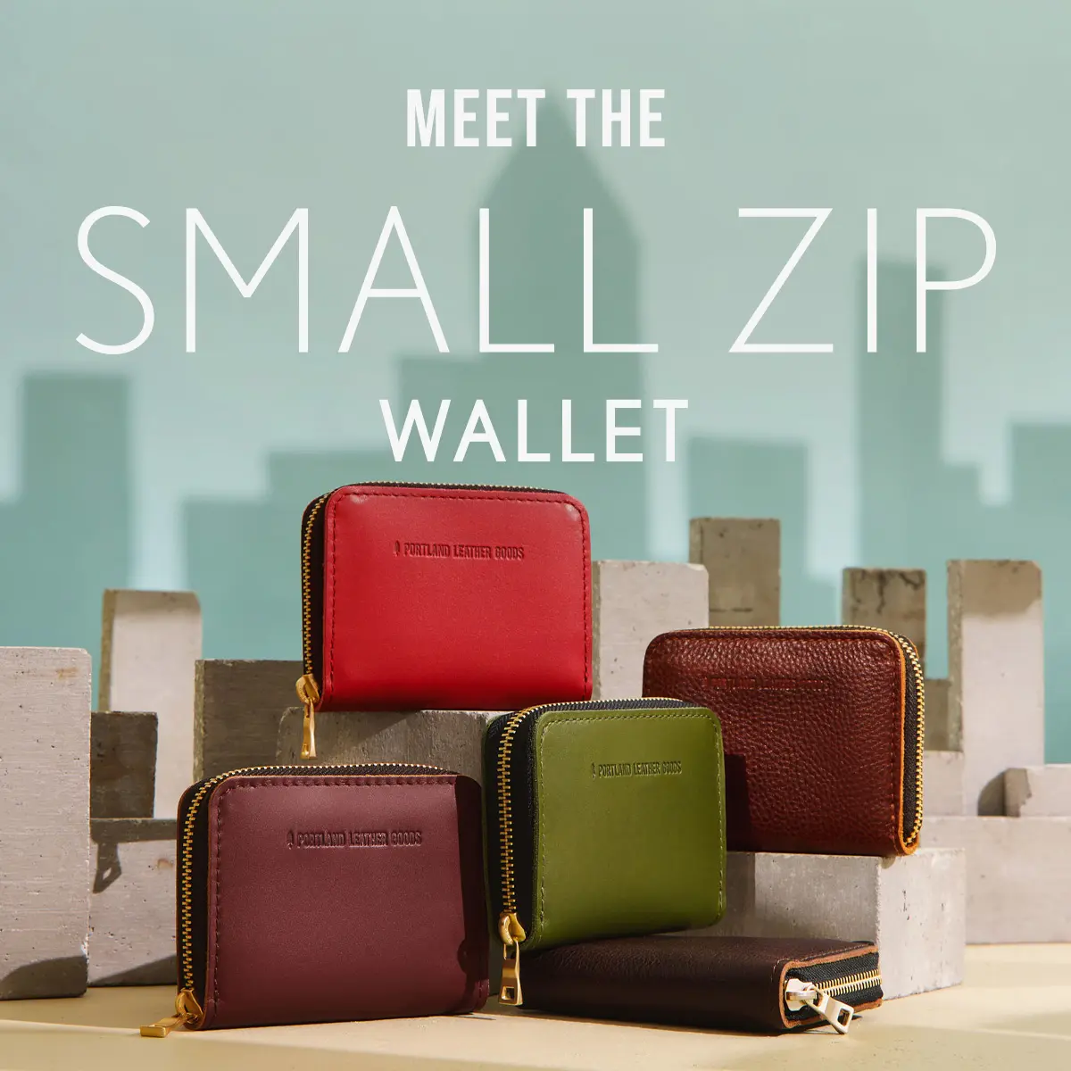 Portland Leather Small Zip Wallet - Real Leather Zip Around Wallet & Card Holder