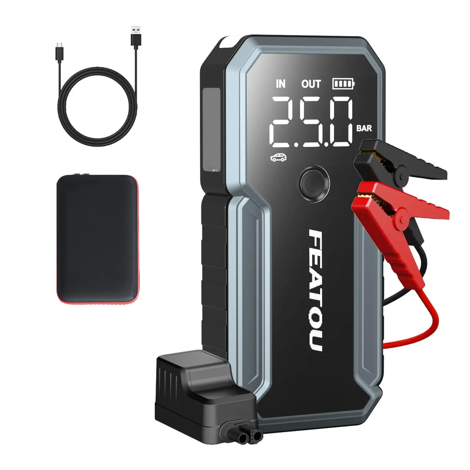 Jump Starter 3000A , Water-Resistant Battery BoosterforUp to 8.5L Gas or 7.0L DieselEngine,12V SuperSafe PortableJumper Starter with QuickCharge Vehicle Car