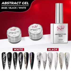 Shin Pink Abstract Gel Base - Black & White - UV/LED - 0.5 FL OZ - Nail Art Base Coat - Abstract Design Collection