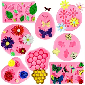 Butterfly Flower Insect Honeycomb Leaf Handmade Silicone Mold, Multi-Shape Decorative Baking Clay Drip Glue Mould, Craft Supplies