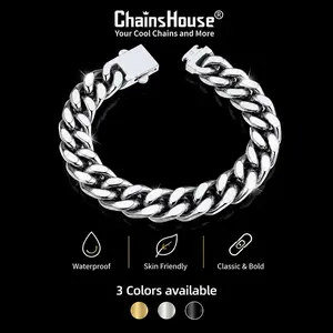 ChainsHouse Stainless Steel Miami Summervibe Cuban Link Bracelet 18K Gold Plated for Men & Women, 5-14mm Width, 7.5"/8.3"/9" Length, Durable Upgrade Buckle Clasp, Gift Box Included, Miami Cuban Chain Jewelry for Valentine's Day Birthday CHH18580