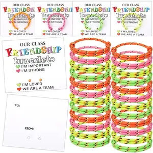 24/48 Sets Back to School Gifts Bracelets for Student, Welcome Favors Friendship Bracelets Bulk First Day of School Party Goodie Bags Fillers with Cards for Kids Kindergarten Elementary Primary School, Classroom Rewards, End of Year 2026 Keepsakes