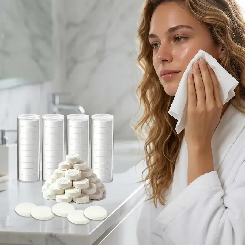 multifunctional  Portable disposable face towels, 60 sheets per pack, SPA-grade soft compressed towels, compatible with heaters, can be used for makeup removal, smart heater hot towel refill pack, home SPA facial hot towels.