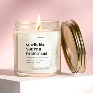 Personalized Bridesmaid Proposal Candle, Minimalist Design, Jr Bridesmaid Gift Box Idea, Wedding Party Gifts, Custom Bulk Wedding Favors