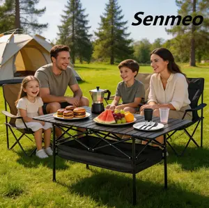 Camping essentials-Lightweight Aluminum Folding Camping Table, Portable Roll-Up Design for Outdoor, Camping, Beach, BBQ, Patio, and Picnic, Durable & Waterproof with Carrying Bag