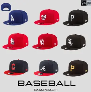 New Era MLB Flat Bill Cap – Adjustable Snapback Baseball Hat with Embroidered Team Logo, Dodgers Yankees Pirates White Sox Braves Unisex Streetwear Fashion Headwear