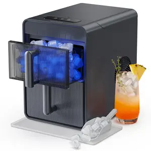 Upstreman Ice Maker Machine, Ice Cube Machines with 6-Minute Quick Ice Production, Insulated Water Tank and Ice Container, Ice in Two Sizes, Digital Control, LED Light and Self-Cleaning Mode, Portable Ice Maker for Kitchen/Home/Office/Party/RV