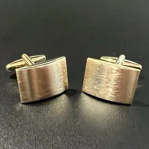 MENDEPOT Brushed Gold Plated Rectangular Cufflinks Men Birthday Wedding Gift