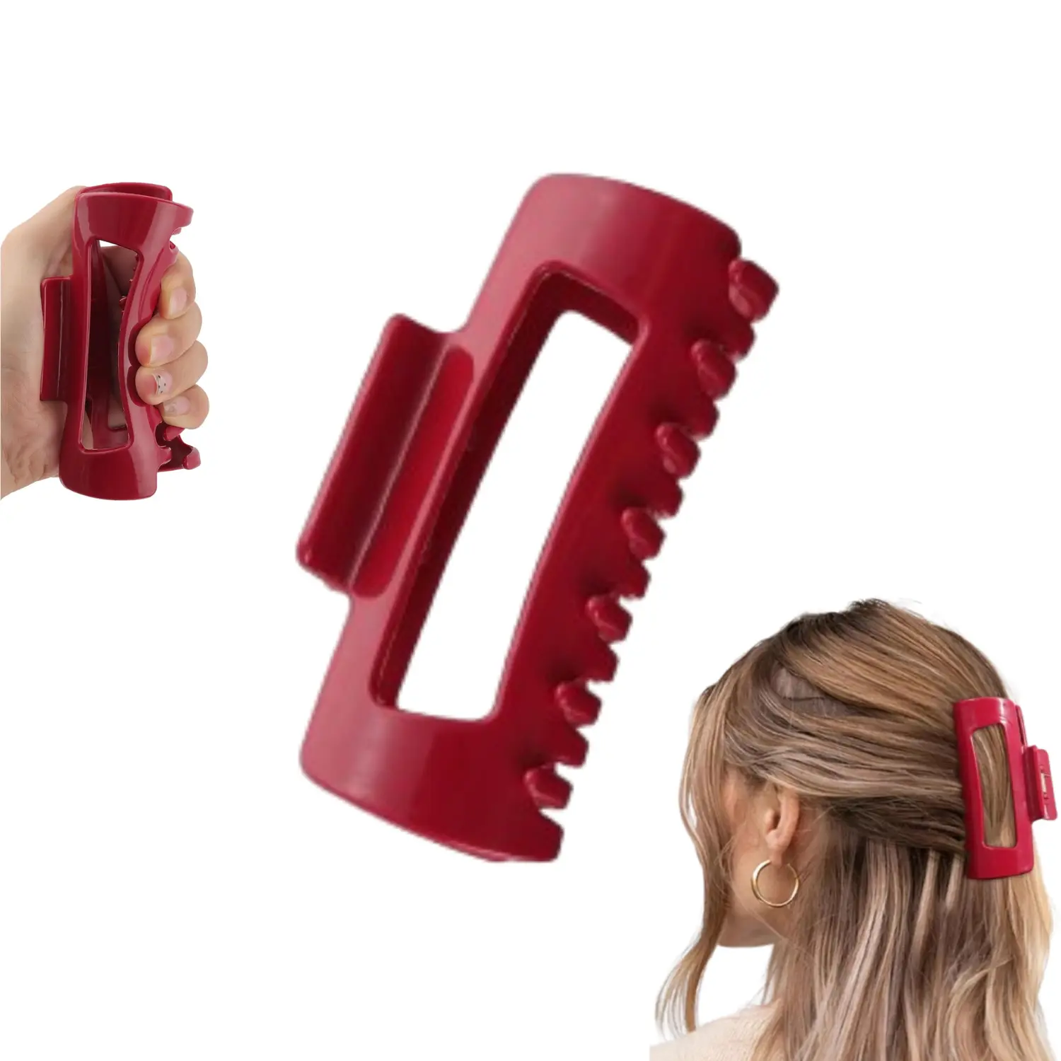 Women's 2 PCS Silicone Flexible Hair Clips, Soft Bendable Scalp-Safe Cloud Claw Clips with Square Grip & Flexible Hold for Updo Hairstyles (Thin & Thick Hair), Flatclawclip, Cloud Hairclip, Comfortable Design, Casual, Daily, Workout‑Ready Clip